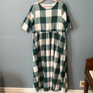 NWT M Roolee Green Buffalo Plaid dress
